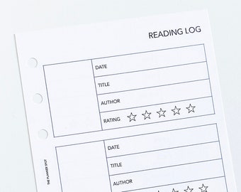 PRINTABLE Reading Log Planner Inserts - A6 Size