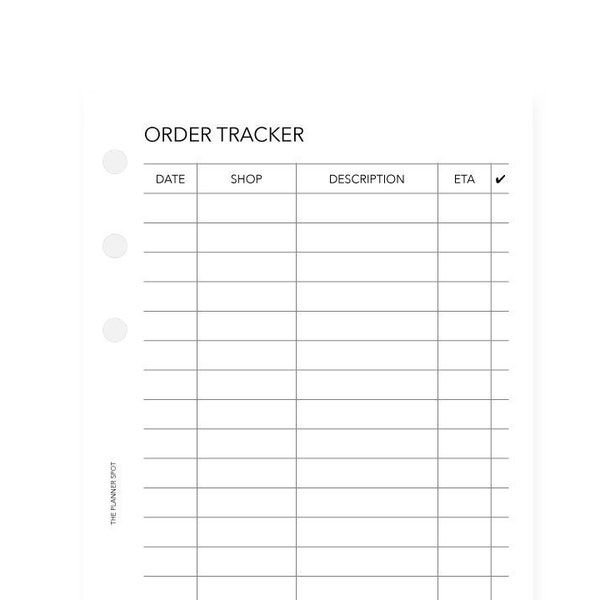 PRINTABLE Order Tracker Planner Insert - Personal Size