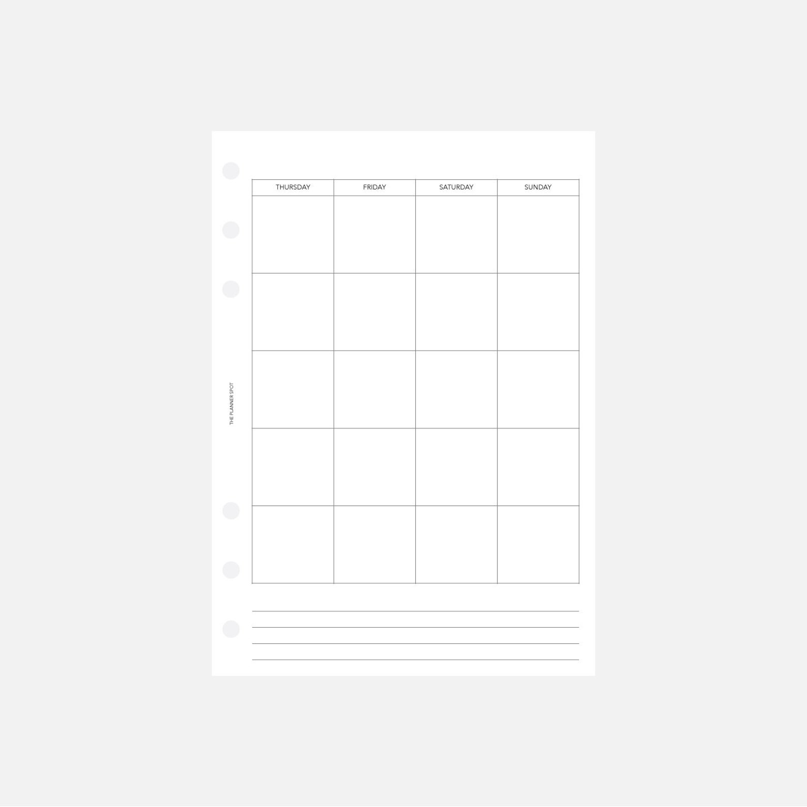 PRINTABLE UNDATED Monthly Planner Insert - Personal Wide Size - Etsy