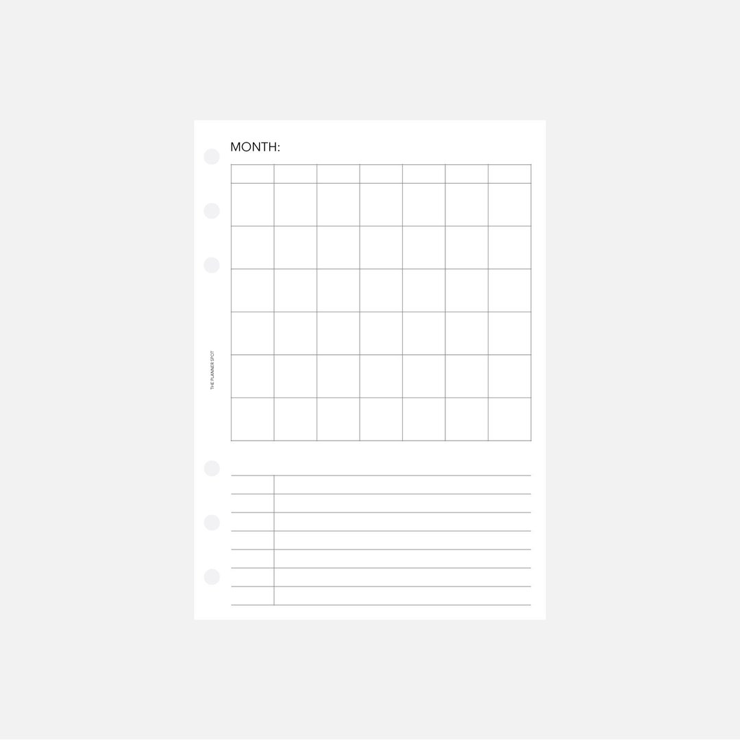 PRINTABLE Undated Monthly Planner Insert - Personal Wide Size - Etsy
