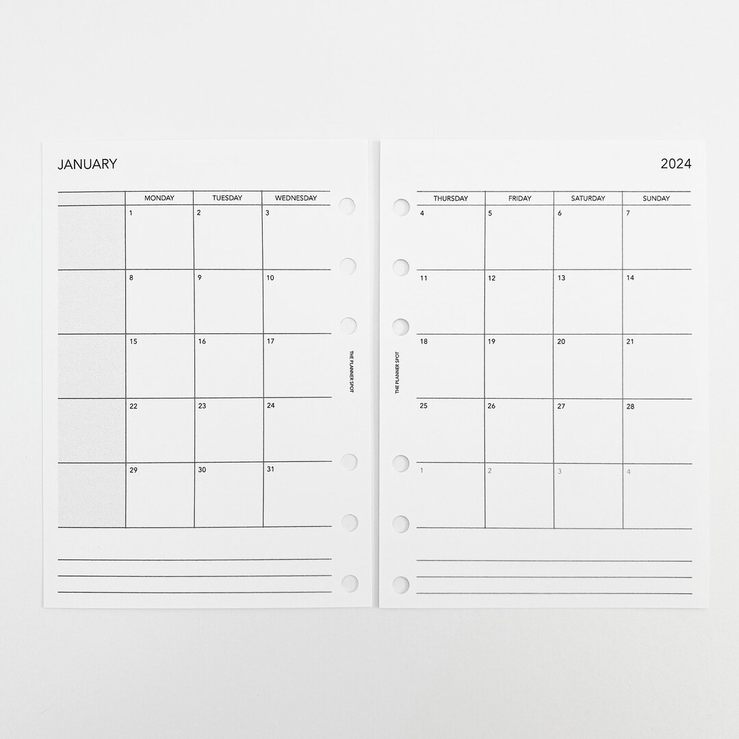 PRINTABLE Dated 2024 Monthly Planner Inserts - A6 Size - Etsy