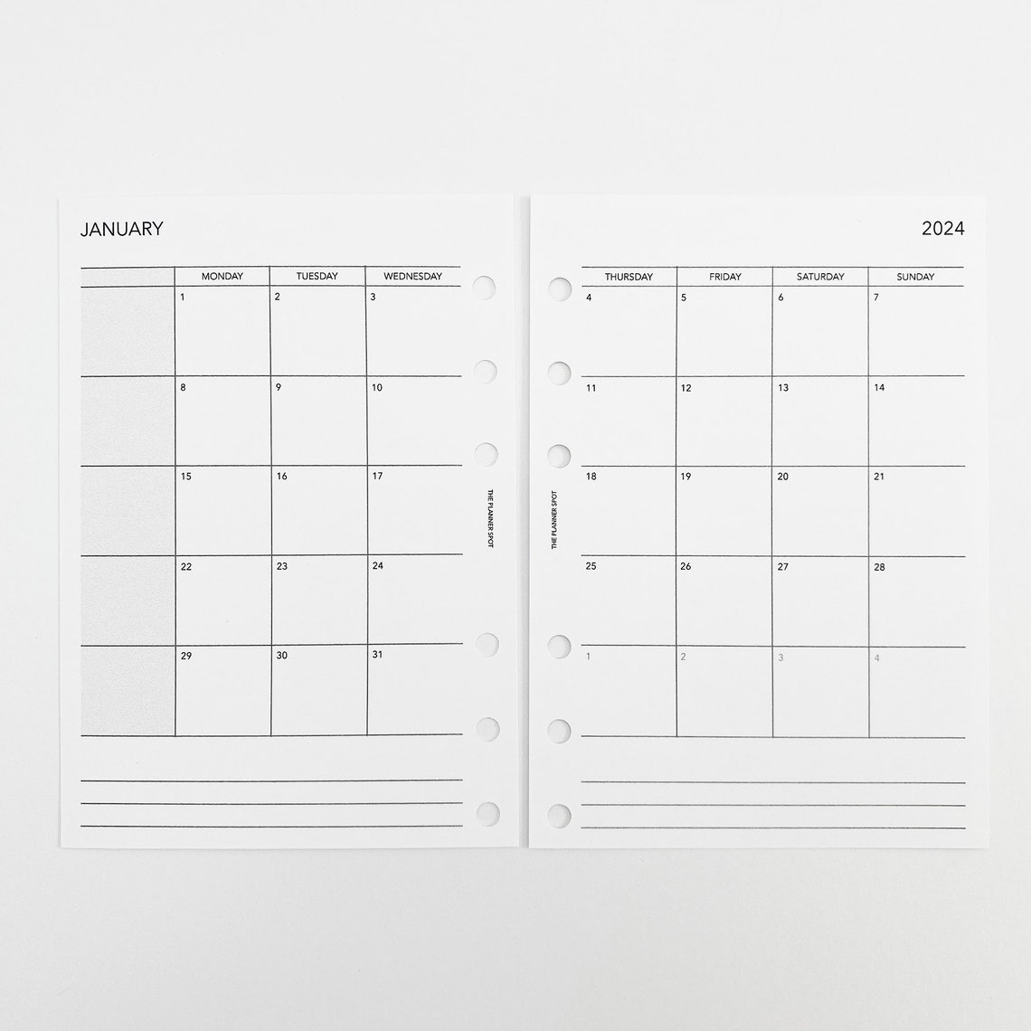 PRINTABLE Dated 2024 Monthly Planner Inserts - A6 Size - Etsy