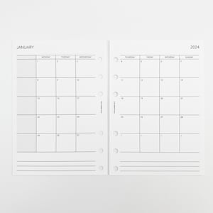 PRINTABLE Dated 2024 Monthly Planner Inserts - A6 Size