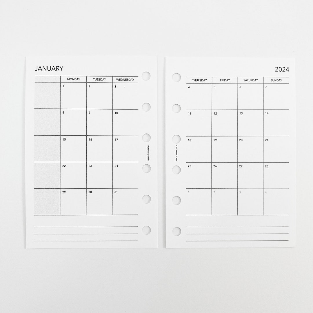 PRINTABLE Dated 2024 Monthly Planner Inserts - Pocket Size - Etsy
