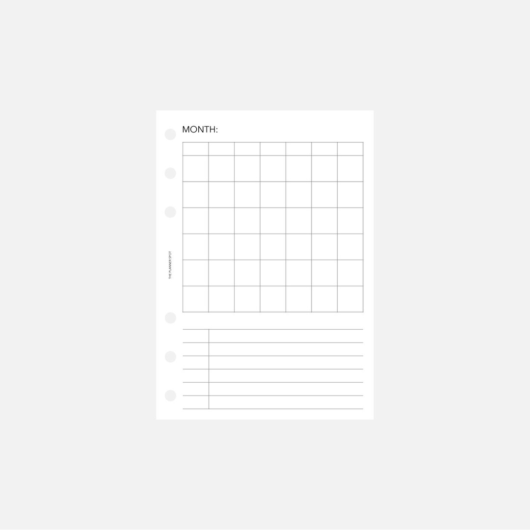 PRINTABLE Undated Monthly Planner Inserts - A6 Size - Etsy