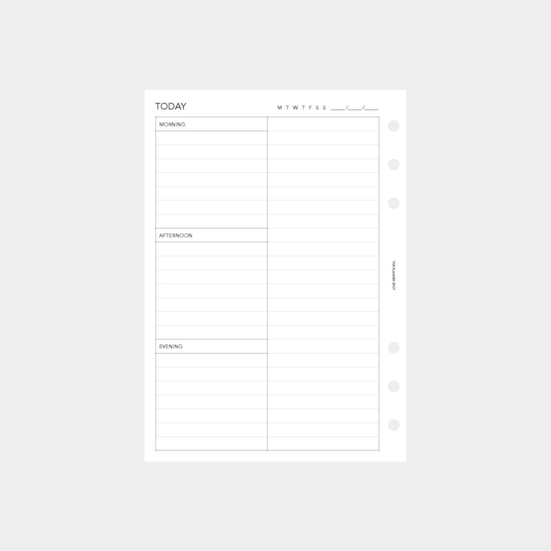 PRINTABLE Undated Daily Planner Insert - Personal Wide Size - Etsy