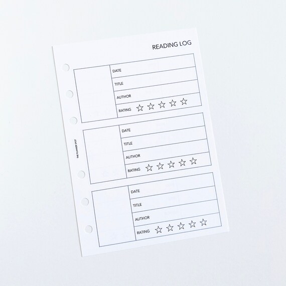 PRINTABLE Reading Log Planner Inserts A6 Size | Etsy