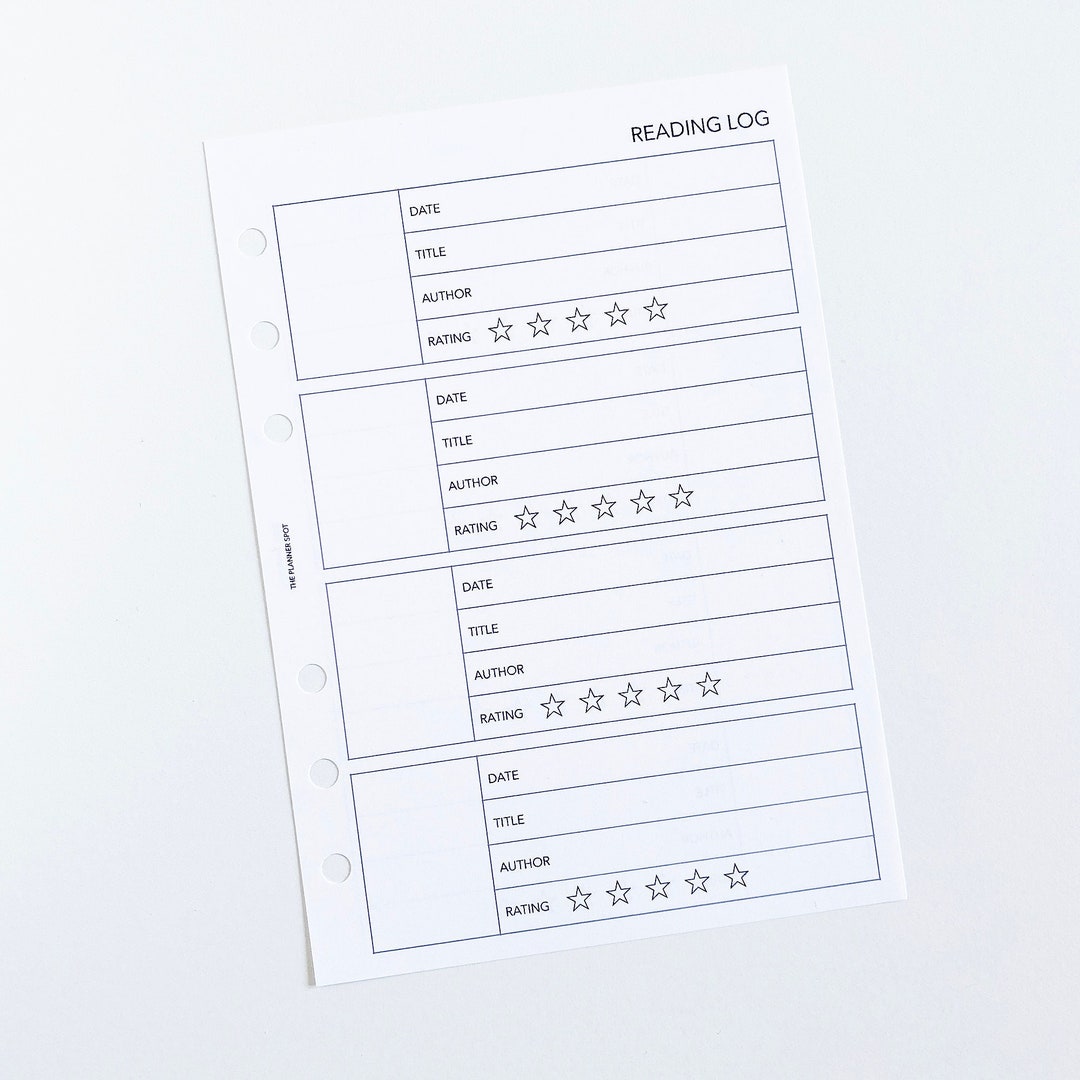 PRINTABLE Reading Log Planner Insert - Personal Wide Size - Etsy