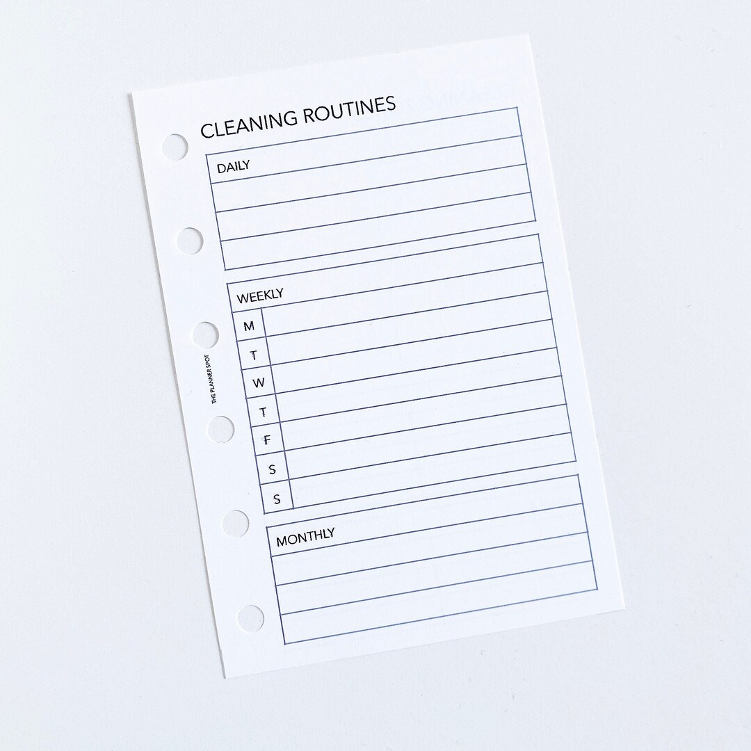 PRINTABLE Cleaning Routines Planner Insert - Pocket Size - Etsy