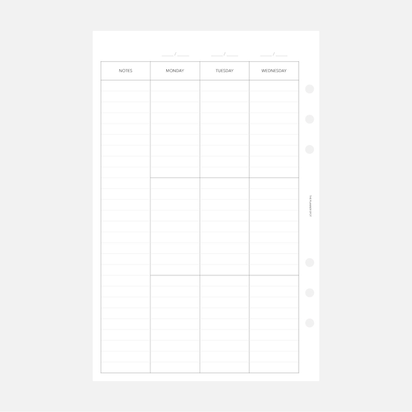 PRINTABLE Undated *8 Column* Vertical Weekly Planner Insert - Half Letter Size