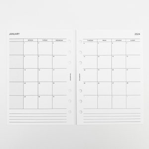 PRINTABLE Dated 2024 Monthly Planner Insert - Personal Wide Size
