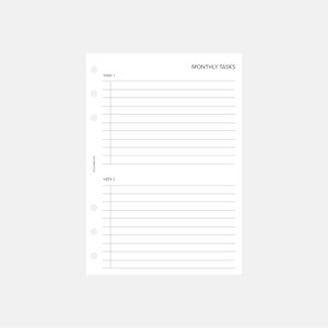 PRINTABLE Monthly Tasks Planner Inserts - Personal Wide Size