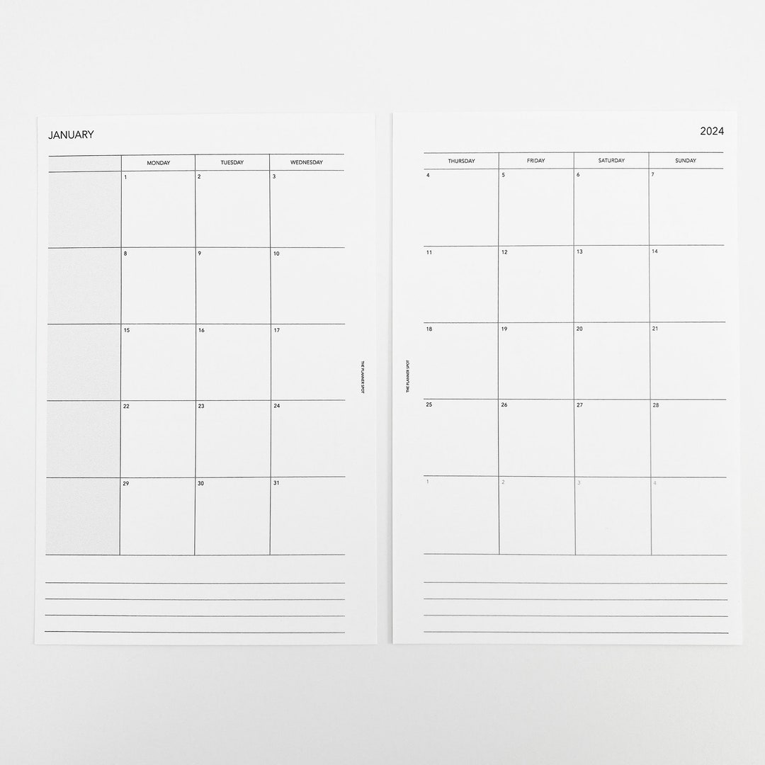 PRINTABLE Dated 2024 Monthly Planner Insert - Half Letter Size - Etsy