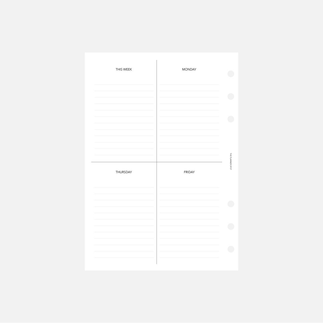 PRINTABLE Undated Weekly Planner Insert - Personal Wide Size - Etsy