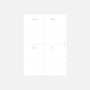 PRINTABLE Undated Weekly Planner Insert - Personal Wide Size