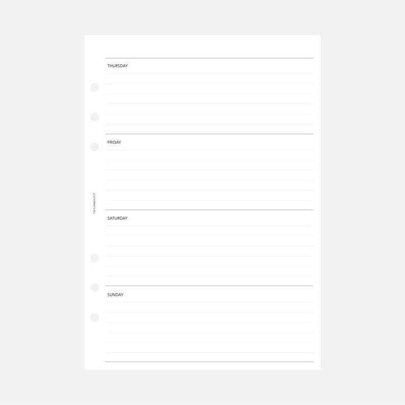 PRINTABLE Undated Horizontal Weekly Planner Insert A5 Size - Etsy
