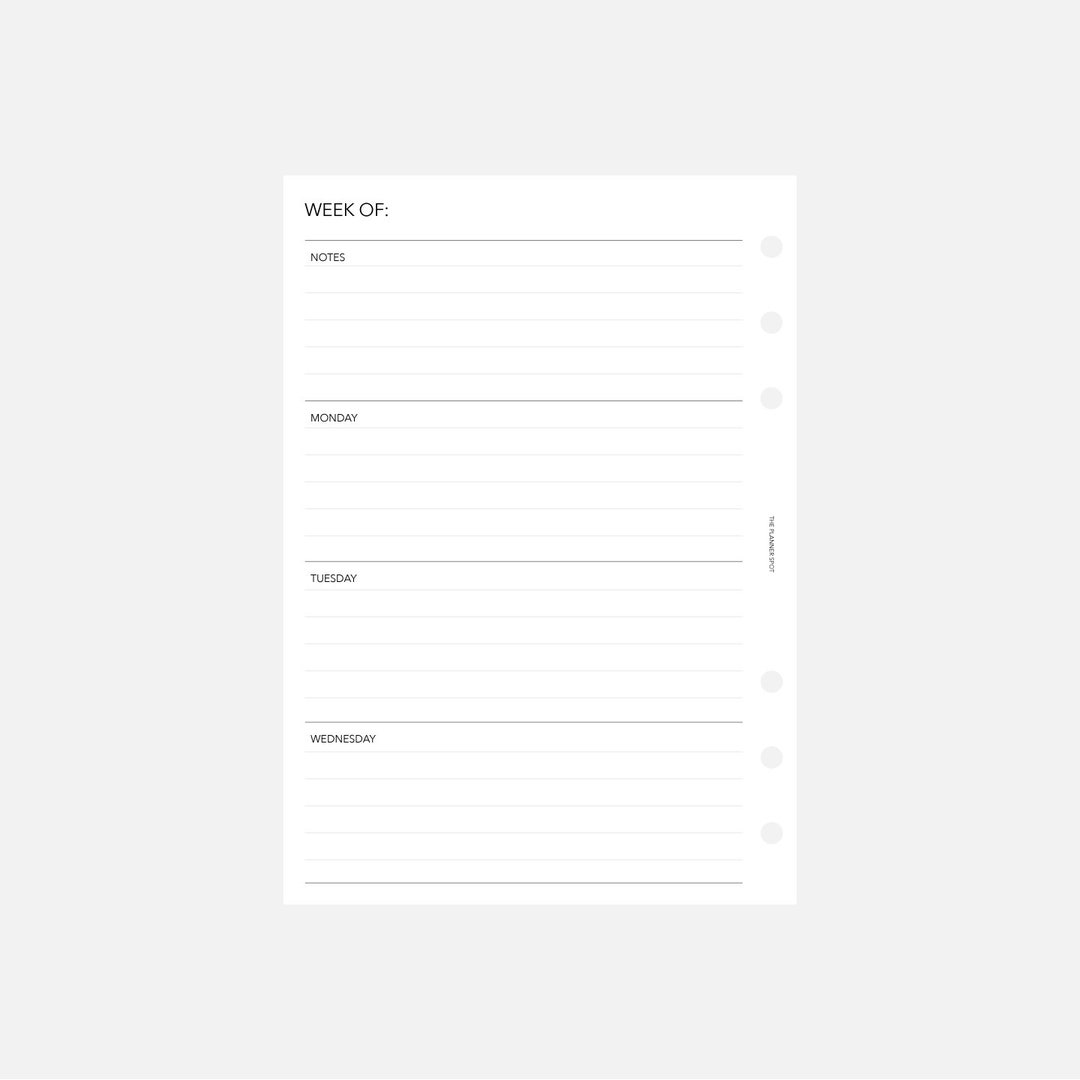 PRINTABLE Undated Horizontal Weekly Planner Inserts - Personal Wide ...