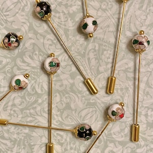 Rose painted enamel hijab pins 3 pieces