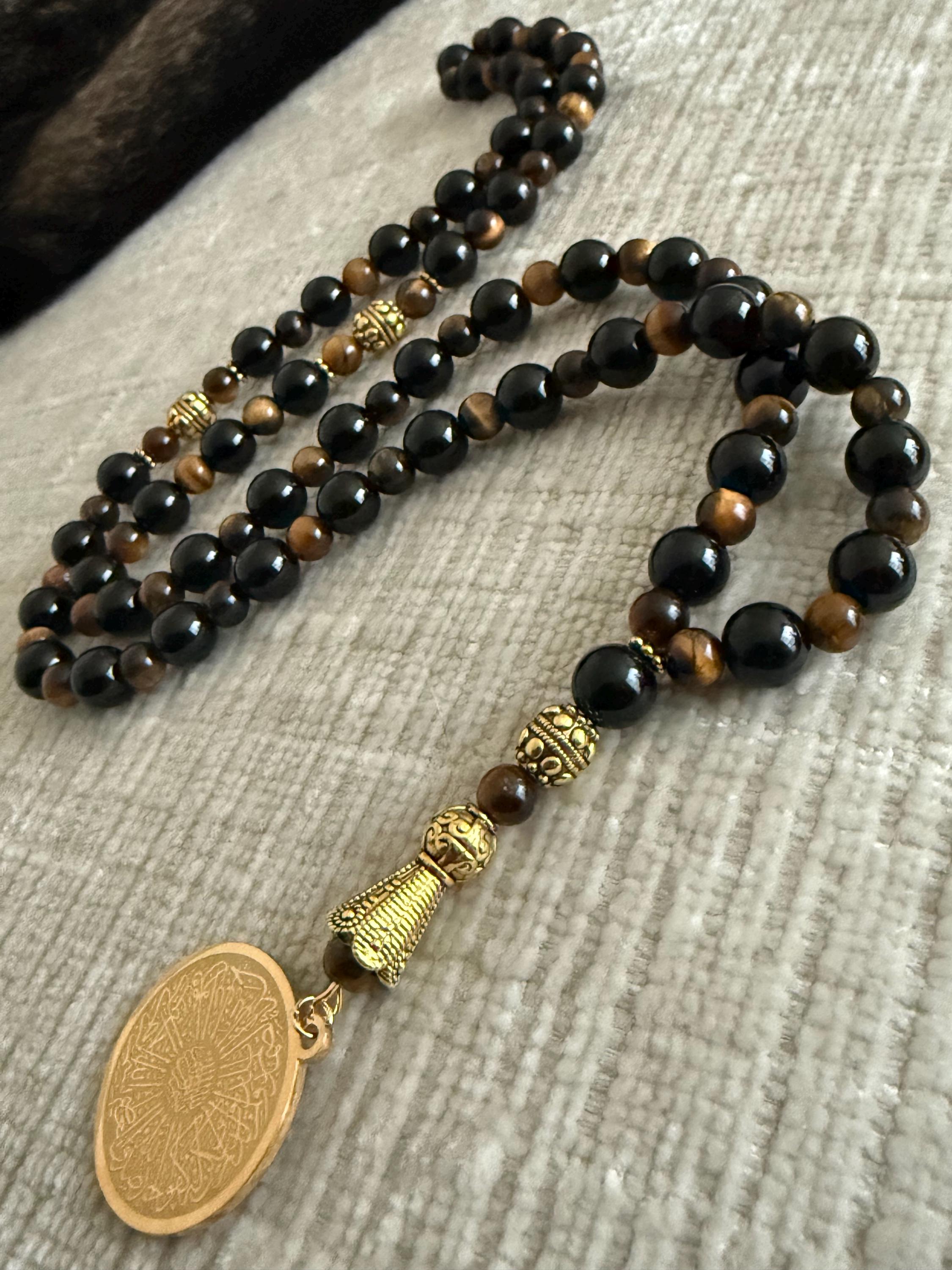 Black Onyx Gemstone Necklace/tasbih Misbaha - Etsy