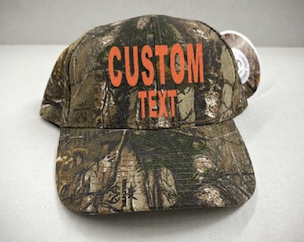 Camo Hat Custom Embroidered Hat Real Tree Mossy Oak Camo Hat Personalized camouflage hunting cap Custom Text hat Country music concert hat