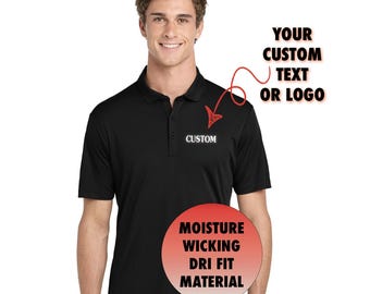 Custom embroidered dri fit polo with custom logo embroidered gift Moisture wicking golf shirt Customized Personalized Company polo shirt