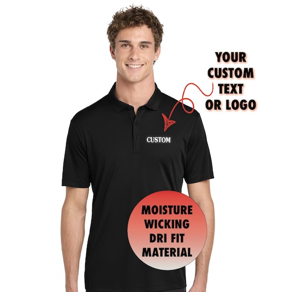Custom embroidered dri fit polo with custom logo embroidered gift Moisture wicking golf shirt Customized Personalized Company polo shirt