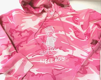 Pink Camo hoodie Lil Peep Hellboy Hoodie Emo Rap hoodie Hell boy lil peep hoodie Oversize camo hoodie camouflage pink hoodie camoflauge