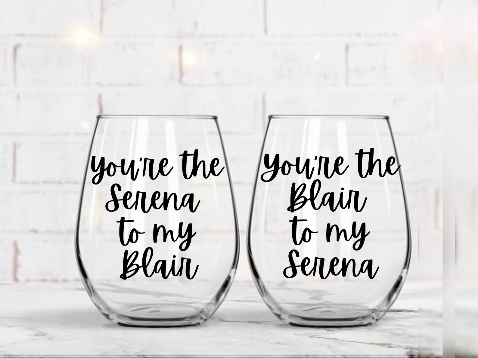 Gossip Girl Inspired Stemless Wine Glass Set Gossip Girl Etsy