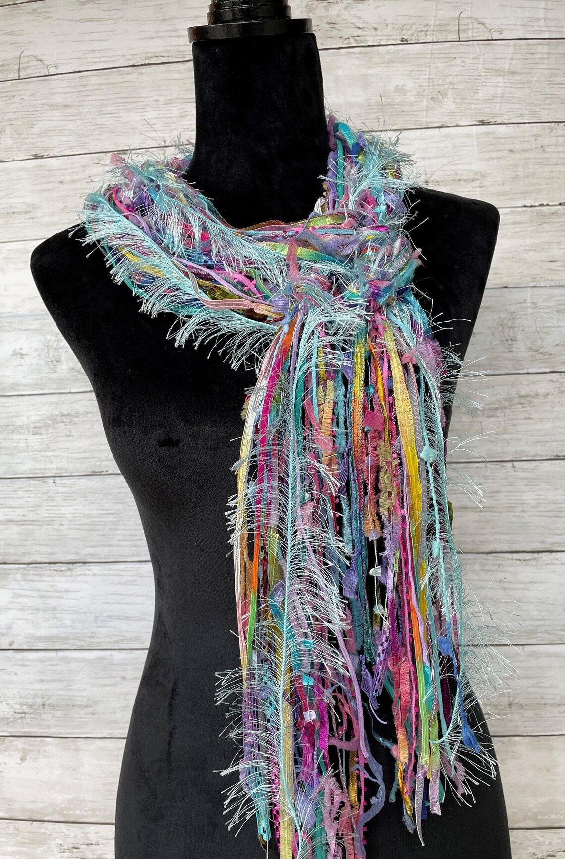 Fringe Boho Lightweight Scarf in Shades of Blue Pink Yellow Etsy