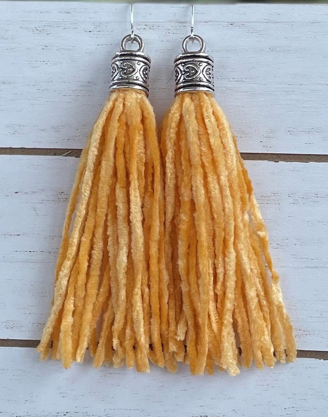 Tassel Fringe Boho Gold Yellow Earrings - Etsy