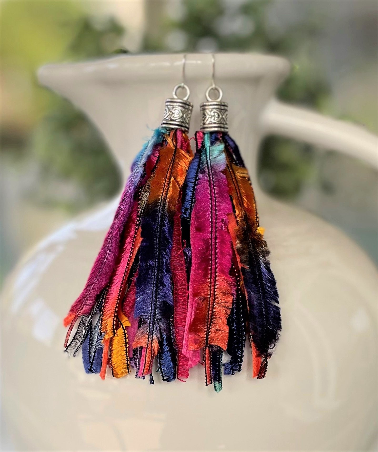 Long colourful earrings discount