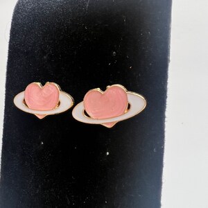 Heart earrings, heart studs, heart planets
