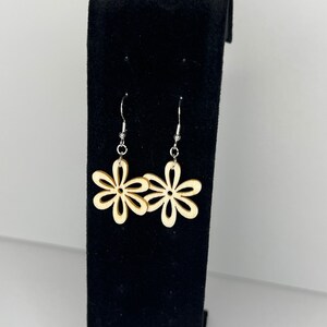 Flower cutout earrings, Wood cutout earrings