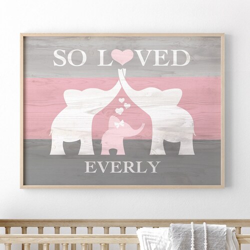 Pink Elephant Nursery Decor Custom Nursery Name Sign Girl Etsy