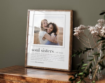 Customized Best Friend Photo Gift, PRINTABLE Dorm Wall Decor, Souls Sister Gifts, Soul Sisters Definition Print Name Sign, Friends Forever