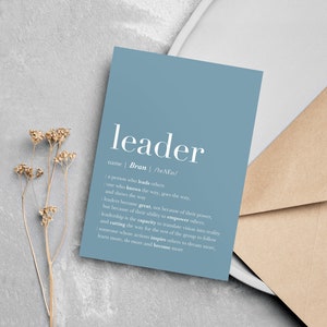 Leiderschap geschenken, dank u baas kaart, baas geschenken voor mannen, aangepaste leider waardering geschenk, leiderschap citaat, baas decor aangepaste kaart afdrukken