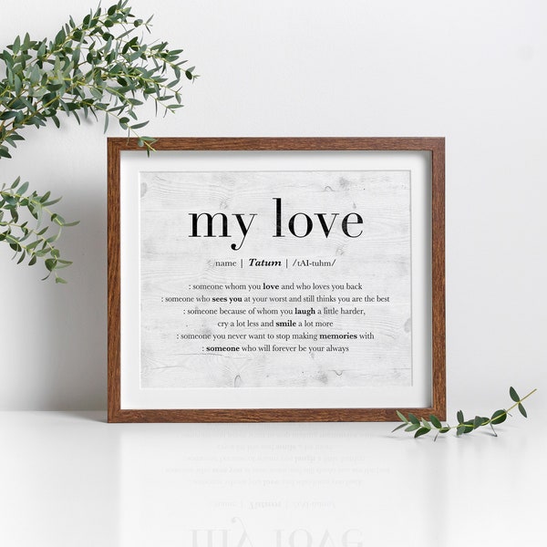 My Love Valentines Day Gift For Her, Personalized Gifts For Girlfriend, 1st Anniversary Gift For Wife, Custom Definition Print, Sentimental