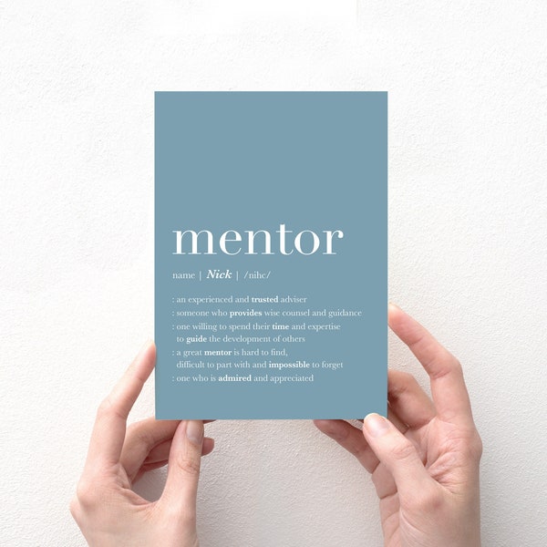 Custom Mentor Thank You Card, PRINTABLE, Mentor Gift for Women, Thank you Boss Card, Leadership Gifts, Personalized Gift for Boss Retirement