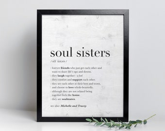 FRAMED Souls Sister Definition Print, Best Friend Gift, Unique Home Decor, Friend Birthday Gift, Friend Appreciation, Custom Name Sign, Dorm