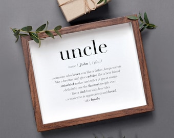 Personalized Gift for Uncle, Custom Uncle Birthday Gift, Funcle, Uncle Definition Name Sign Gift for Him From Niece, Uncle Baby Announcement
