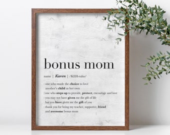 FRAMED Bonus Mom Gift, Personalized Gifts For Mom, Mothers Day Gifts for Step Mom, Stepmom Christmas Gift, Mother In Law Gift, Stepmom Gift