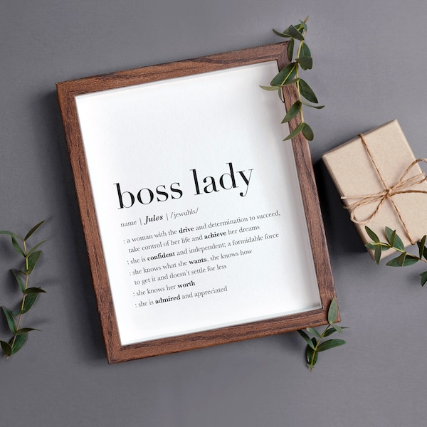 Boss Lady Personalized Gift, PRINTABLE Gift for Boss Lady, Boss Gift for Woman, Girl Boss Definition, Inspirational Best Boss Gift Digital