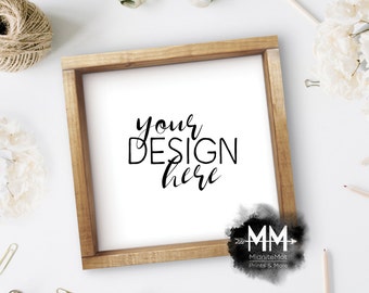 Download Free Styled Frame Mockup, Wood Frame Mockup, Styled Stock Photography, Blank Frame Stock Photo, Box Frame Mockup Add Your Design Digital Download PSD Template