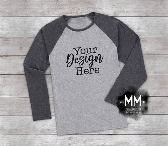 Gray Raglan Mockup Black Sleeve Raglan Shirt Display Styled