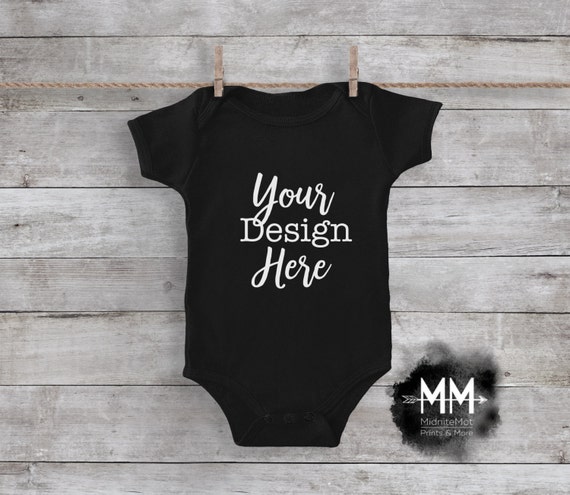 Black Baby Bodysuit Mockup Blank Bodysuit Display Apparel Mockup