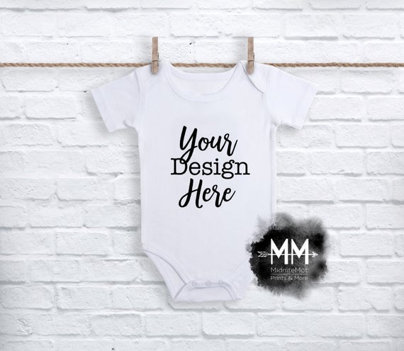 Blank White Baby Bodysuit Mockup Apparel Mockup Brick Wall Blank White Baby Bodysuit Mockup Apparel Mockup Brick Wall