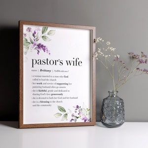 FRAMED Pastor’s Wife Gift, Personalized Gift for Pastor Wife, Women of Faith Gift, Scripture Inspired Definition Print, Ministry Office Deco