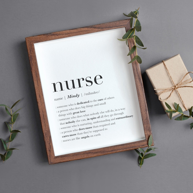 Personalized Gifts for Nurse, FRAMED Nurse Sign, Nurse Appreciation Gifts, Thank You Nurse, Nurse Retirement Leaving Gift, Nurse Definition White_Vertical