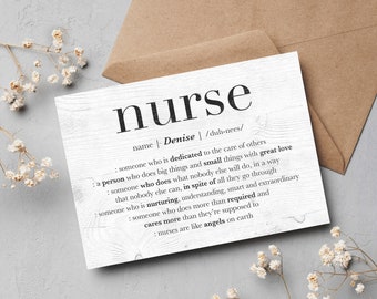 Nurse Card, Personalized Gift for Nurse, Nurse Appreciation Gift, Thank You Nurse, Nurse Retirement Leaving Gift, Nurse Custom GREETING CARD