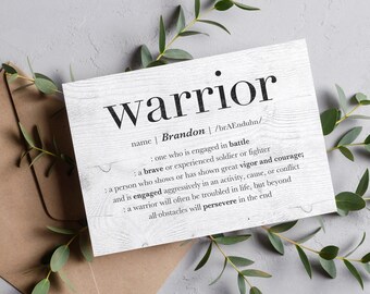 Warrior Encouragement Card, Personalized Survivor Card, Inspirational Gift for Men Cancer Patients, Cancer Affirmation Warrior Greeting Card
